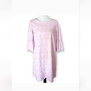 Ann Taylor Lavender Shift Dress Floral Appliqué Size 10